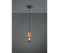 TOSH SOSPENSIONE CILINDRO GABBIA METALLO NERO OPACO E LEGNO D. 10CM 1 LUCE ATTACCO E27
