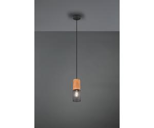 TOSH SOSPENSIONE CILINDRO GABBIA METALLO NERO OPACO E LEGNO D. 10CM 1 LUCE ATTACCO E27