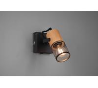 TOSH SPOT CILINDRO GABBIA METALLO NERO OPACO E LEGNO L. 13,7CM 1 LUCE ATTACCO E14