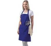 TOSHE Grembiule da cucina in cotone resistente alle gocce d'acqua, con grembiuli regolabili da donna, con tasche, 10 opzioni di colore, blu navy