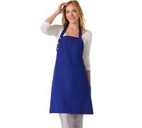 TOSHE Grembiule da cucina in cotone resistente alle gocce d'acqua, con grembiuli regolabili, da donna, con tasche, 10 opzioni di colore, blu navy