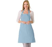 TOSHE Grembiule da cucina in cotone resistente alle gocce d'acqua, con grembiuli regolabili, da donna, con tasche, 10 opzioni di colore, grembiule da cucina azzurro (azzurro)