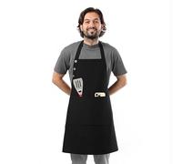 TOSHE Grembiule da cucina in cotone resistente alle gocce d'acqua, con grembiuli regolabili per donne con tasche, 10 opzioni di colore, grembiule nero (nero)