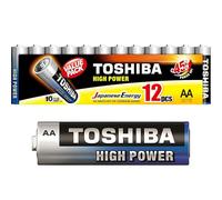 Toshiba 12 batterie AA, batterie alcaline LR6 1,5 V, ultra lunga durata, 10 anni di conservazione, ideali per telecomandi, giocattoli, dispositivi elettronici, 40700102