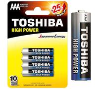 Toshiba 40700101 - Set di 4 batterie alcaline LR03 1,5 V, ultra lunga durata, 10 anni di conservazione, ideali per telecomandi, giocattoli, dispositivi elettronici, 40700101