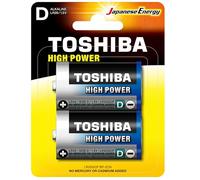 Toshiba 40700115 - Set di 2 batterie alcaline LR20, 1,5 V, ultra lunga durata, 10 anni di conservazione, ideali per lampade, radio, giocattoli, dispositivi elettronici, 40700115