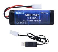 Tosiicop Batteria per auto radiocomandata da 7,2 V 5000 mAh, batterie ricaricabili NiMH da 7,2 Volt con connettore Tamiya per telecomando auto Monster Trucks Buggy Truggy Boat Tank e correlati
