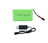 Tosiicop Batteria ricaricabile AA da 7,2 V 2400 mAh NiMH, con spina SM-2P a 2 pin e cavo di ricarica USB per RC camion, auto, barca, ad alta velocità, auto, veicoli (7,2 V 2400 mAh)