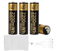 Tosiicop Batterie AA ricaricabili - 1,5 V 2200 mWh batteria al litio con cavo di ricarica USB-C 4 in 1, batterie ricaricabili, batteria AA ricaricabile, 1 ore, ricarica rapida, 4 pezzi