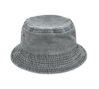 TOSKATOK Cappello a secchiello in puro cotone lavato protezione solare UV cappello da viaggio traspirante spiaggia vacanza, Grigio, M