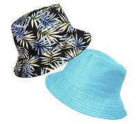 TOSKATOK® Cappello Estivo in Cotone da Donna, da Sole, da Spiaggia, Pieghevole, Anti UV, UPF50 + Disegno Palm Reversibile