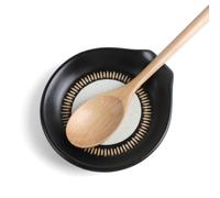 Toski Appoggia Cucchiaio Ceramica per Piano Cottura e Cucina, Poggia Mestolo Resistente al Calore, Poggia Cucchiaio Nero, Grande Portamestoli per Mestoli, Pinze, Spatola, Lavabile in Lavastoviglie