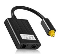 Toslink Splitter 1 in 2 Out, Splitter Cavo Fibra Audio Digitale Ottica 1 Tra 2 Uscite Distributore Adattatore per Soundbar TV DVD Amplificatore - Nero