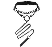 Tosmifairy Collana girocollo gotica nera in pelle con catena, 2 pezzi, collare per animali domestici, cosplay, punk, set di accessori