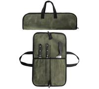 Tosnail Borsa arrotolabile per coltelli da chef, con 4 scomparti, in tela cerata resistente, con manico, per conservare coltelli da cucina, custodia portatile per il trasporto di coltelli