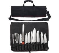 Tosnail Borsa arrotolabile per coltelli da chef, resistente con 21 scomparti e 1 grande tasca con cerniera, manico e tracolla per il trasporto, custodia multifunzione per viaggi, campeggio
