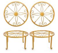 Tosnail Confezione da 4 supporti per piante in metallo da 22,9 cm, per interni ed esterni, supporto per fioriere, supporto per dispenser di bevande, supporto per pavimento e decorazione da tavolo, oro