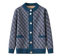 TOSOFT 4 Modelli di Cardigan Termici in Velluto da Nonna Maglioni in Pile da Donna di Mezza età E Anziana Cappotto Taglie Forti(Blue 3,5XL)