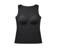 TOSOFT Canottiere Termiche Da Donna Taglie Forti 45-100 Kg Con Reggiseno Incorporato Canottiera In Pile Strato Di Base Intimo Top(Black,4X-Large(80-90kg))