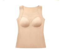 TOSOFT Canottiere Termiche Da Donna Taglie Forti 45-100 Kg Con Reggiseno Incorporato Canottiera In Pile Strato Di Base Intimo Top(Nude,2X-Large(60-70kg))