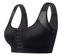 TOSOFT Reggiseno Sportivo Post-operatorio A Compressione Con Chiusura Frontale S-5XL For Donne Dopo Interventi Al Seno Senza Ferretto For Tutti I Giorni(Black,S)