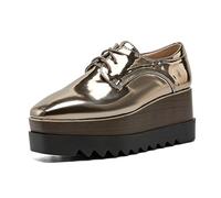 TOSOFT Scarpe Oxford In Pelle Verniciata 2025 For Donna Con Punta Quadrata Zeppe E Plateau Scarpe Da Ginnastica Eleganti For L'autunno E Il Passeggio(Gunmetal,40 EU)