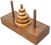 TOSQP27 Torre di Hanoi Gioco Regalo Puzzle in Legno Rompicapo Torre Hanoi 9 Anelli Giochi di Logica Rompicapo Apprendimento Pensamento Intellettuale Giocattolo Premium Palissandro