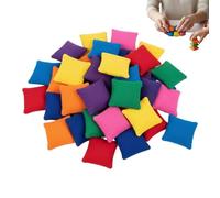 Tossing Training Bags, Color Play Bean Set, 1.97x2.17 Inch Cloth Square Throwing Bags with Lightweight Fill, Fabric Construction Set, Rainbow Cube Pattern Design, School Carnival Party Games