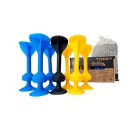 TOSSIT Gioco di Lancio Divertente con Ventosa, Interni Esterni, Si Attacca a Muri, Finestre, Pavimenti, Alternativa Freccette, Bocce, Pétanque, Famiglia, Amici, Starter Pack, Blu Giallo