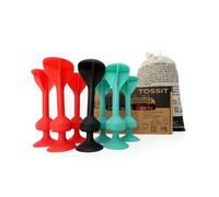 TOSSIT Gioco di Lancio Divertente con Ventosa, Interni Esterni, Si Attacca a Muri, Finestre, Pavimenti, Alternativa Freccette, Bocce, Pétanque, Famiglia, Amici, Starter Pack, Rosso Ciano
