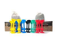 TOSSIT Gioco di Lancio Divertente con Ventosa, Interni Esterni, Si Attacca a Muri, Finestre, Pavimenti, Alternativa Freccette, Bocce, Pétanque, Famiglia, Amici, Twin Pack, Rosso Ciano Blu Giallo