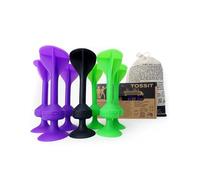 TOSSIT Gioco di Lancio Divertente con Ventosa, Interni Esterni, Si Attacca a Muri, Finestre, Pavimenti, Alternativa Freccette, Bocce, Pétanque, Famiglia, Amici, Starter Pack, Verde Viola