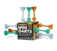 TOSSIT Mini Darts, Gioco di Freccette con Ventosa, Pétanque Interno Esterno Parete Pavimento, Silicone Resistente, Gioco Tavolo Viaggio, 9 Freccette, 3 Colori, Beach Edition, Azzurro Ciano Caramello