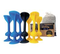 TOSSIT Gioco di Lancio Divertente con Ventosa, Interni Esterni, Si Attacca a Muri, Finestre, Pavimenti, Alternativa Freccette, Bocce, Pétanque, Famiglia, Amici, Starter Pack, Blu Giallo