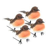 ToSSme Set di Decorazioni Natalizie a Forma di pettirosso, realizzate con Piume Artificiali, Confezione da 4 Pezzi,Grande Robin Bird Christmas Tree Decoration Molto Carino