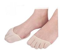 TOSSPER 1pair Cotone metà dei Sottopiedi Pad Toe Socks Topper con L'ammortizzatore Paded Le dei Piedi di Copertura Frontfoot Antisdrucciolevoli dei Calzini per Le Donne Ragazze Beige