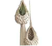 TOSSPER 2pcs Macrame Air Plant Holder Cotone Cavo di Cotone Piante Aria Piante Mini Piante Succulente Pentola D'attaccatura per Camera Letto Decorazione Soggiorno