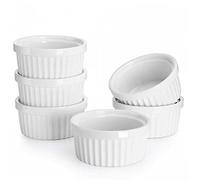 TOSSPER 6pcs Bianco della Porcellana Ramekins Cup 6 Szies Cottura Creme Brulee Pudding Custard Coppe 5 * 2.6cm