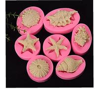 TOSSPER 7pcs Silicone Stella di Stampi a Forma di Mar Conch Conchiglie Stampi Tipi Jelly Marine Torta Che Decora Gli Attrezzi della Candela del Sapone Teglia