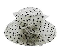 TOSSPER Dot Maglia Fascinator Cappello Cappello Donne Wide Church Cappello Pieghevole Principessa Cappello Sole Con Fiocco Per Il Tè Del Tè Di Nozze Stazione Della Spiaggia