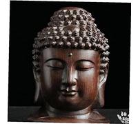 TOSSPER Testa Statua di Buddha, Statua di Buddha in Legno Statua Religiosa per L'artigianato Decorativo 'Ornamento