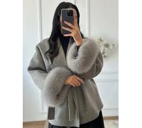 Tossy Cappotto di lana di pelliccia di volpe Cappotto corto da donna Office Lady Elegante cappotto di lana double face 2025 Nuove giacche cardigan di lana allentata