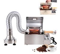 Tostacaffè Elettrico con Collettore di Pellicole, Raffreddatore di Caffè | Tostatrice a tamburo automatica con controllo della temperatura, ventola di raffreddamento rapido e tubi regolabili