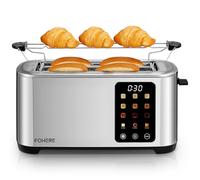 Tostapane 4 Fette con Touch Screen, Ampia Fessura e 9 Livelli, Acciaio Inossidabile, Vassoio Estraibile, Funzioni Scongelamento/Riscaldamento