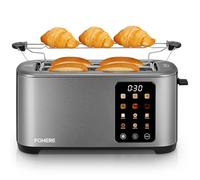 Tostapane 4 Fette con Touch Screen, Ampia Fessura e 9 Livelli, Acciaio Inossidabile, Vassoio Estraibile, Funzioni Scongelamento/Riscaldamento