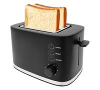 Tostapane a 2 fette nero - 730 - 870 W, 6 livelli di doratura, slot lunghi extra larghi (3,6 cm), compatto e sicuro, ideale per cucina, campeggio, ufficio