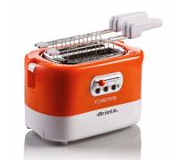 Ariete 159 Toastime - Tostapane con Pinze per 2 fette di pane - 9 Gradi di Doratura - 700 Watt - Bianco e Arancio