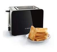 Tostapane Bosch TAT7203, 1050 W, 2 fette, Controllo variabile della doratura, Sensore elettronico per frittura uniforme, Nero / Acciaio inossidabile
