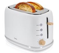 briebe Nordic Tostapane Pane Slot Larga, Tostapane 2 Fette, 6 Livelli Tostapane, Riscaldamento, Funzione Annullare, Recalentare e Sbrinare, Vassoio Raccole Briciole, Design Nordic, 870W, Bianco