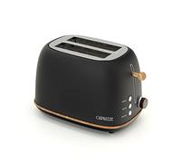 Tostapane Caprizze Kaito con doppia fessura extra ampia 6 livelli di tostatura design vintage con effetto legno nero opaco